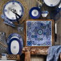 Hermia Vajilla de Porcelana de 24 Piezas en Azul Marino y Turquesa
